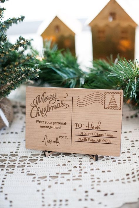 Wooden Christmas Postcard-Personalized gift-Wooden Letter-Gift For Him- Gift for Her-Wood Postcard - By Urban Forest Woodworking