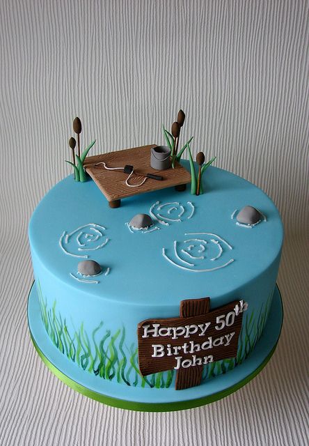 John's Fishing themed birthday Cake by RubyteaCakes, via Flickr Fishing Theme Cake, Fisherman Cake, Fish Cake Birthday, Fishing Cake, Pinterest Cake, Birthday Cake For Him, Homemade Birthday Cakes, Cupcake Birthday Cake, Adult Birthday Cakes