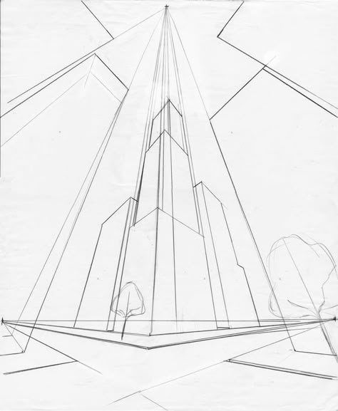 Three Point Perspective Drawing Sketches, How To Draw 3 Point Perspective, 3 Point Perspective Art, 3 Point Perspective Drawing Tutorials, Three Point Perspective Building, 3 Perspective Drawing, 1 Pt Perspective Drawing, Perspective 3 Point, 1 Point Perspective Art