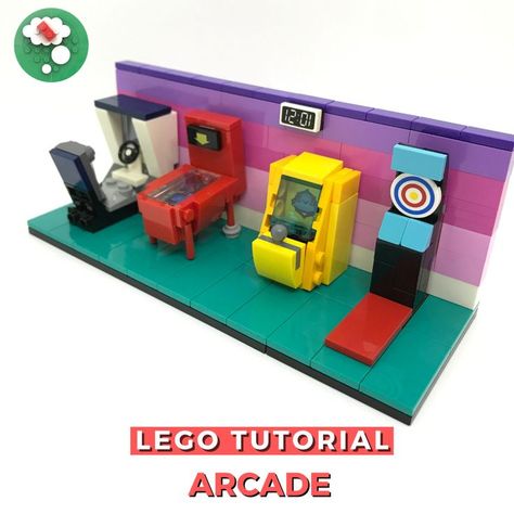 Let's learn how to build a Lego Arcade! Check out the step by step Lego tutorial on my YouTube channel! #lego #how to build a lego #legoarcade #legotutorial #legomoc #afol Lego Arcade, Lego Diy Projects, Lego Candy Machine, Easy Lego Creations, Lego House Ideas, Lego Challenge, Lego Boards, Lego Diy, Lego Activities