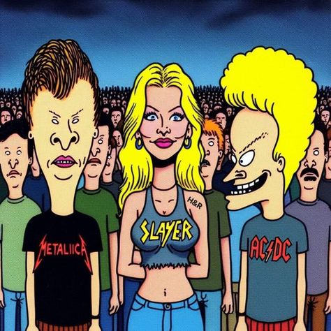 Bevis And Butthead Halloween, Beavis And Butthead Quotes, Beavis And Butthead, Heavy Metal Girl, Memes Xd, Metal Girl, Cutie Pie, Funny Pins, Art Sketches