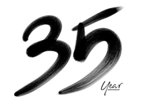 35 Years Anniversary Celebration Vector Template, 35 Years logo design, 35th birthday, Black Lettering Numbers brush drawing hand drawn sketch, number logo design vector illustration Anniversary Logo Design Numbers, 35 Years Anniversary, Number Logo Design, 35 Year Anniversary, Lettering Numbers, Number Logo, Exhibition Posters, Birthday Illustration, Brush Drawing