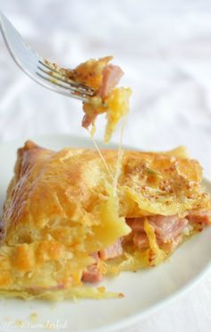 Ham and Cheese Puff Pastry Bake by Wonky Wonderful Frozen Dough Recipes, Ham And Cheese Puff Pastry, Ham Cheese Puff Pastry, Easter Food Appetizers, Cheese Puff, Cheese Puff Pastry, Easter Brunch Food, Easter Dinner Recipes, Phyllo Dough