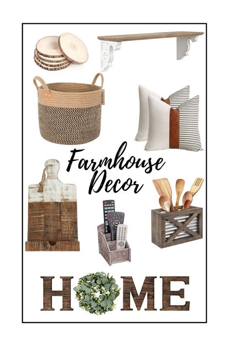 Cute farmhouse decor ideas from Amazon! #founditonamazon #amazonhome #homedecor Rustic Modern Boho, Cute Farmhouse Decor, Amazon Farmhouse Decor, Modern Boho Farmhouse, Inspo Wall, Cute Farmhouse, Farmhouse Storage, Wall Decor Kitchen, Farmhouse Decor Ideas