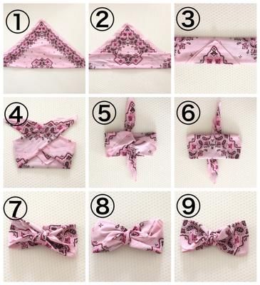 How To Fold A Bandana Headband, How To Make A Bow With A Bandana, Bandana Bows Diy, Bandana Crafts, Bandanas Diy, Mum Ideas, Bleached Flannel, Style Hacks, Bandana Bow