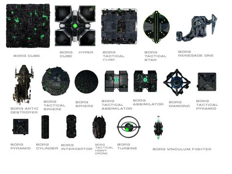 These are most of the Borg ships from Star Trek: The Next Generation, Enterprise, and Star Trek Online Borg Ship, Star Trek Borg Ships, Borg Star Trek Art, Star Trek Fleet, Star Trek Borg, Top Down Game, Adventure Rpg, Star Trek Picard Romulan Ships, Star Trek Kelvin Timeline Ships