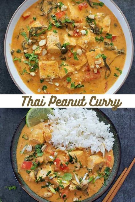 Jasmine Rice Instant Pot, Peanut Curry Sauce, Thai Peanut Curry, Tofu Peanut, Thai Tofu, Rice Instant Pot, Peanut Curry, Tofu Curry, Thai Peanut