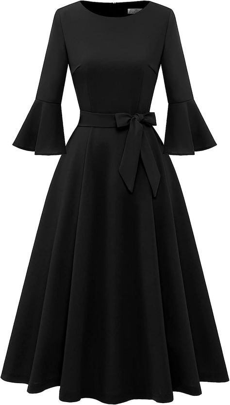 Black Dresses for Women Wedding Guest Dresses Long Sleeve Dresses for Church A-Line Funeral Dress for Women Midi Formal Dresses for Women Black XL at Amazon Women’s Clothing store Black Dress Classy Elegant Long, Black Evening Dress Elegant, Evening Dresses Elegant Classy, Midi Evening Dress, Inexpensive Dresses, Wedding Guest Dresses Long, Sleeved Velvet Dress, Black Dresses Classy, فستان سهرة