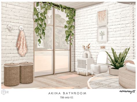 The Sims Resource - Akina Bathroom TSR only CC Sims4 Cc Wallpaper, Christmas Chalkboard Art, Farmhouse Entry, Rustic Wood Floors, White Wood Floors, Wallpaper Bathroom, Cottage Bathroom, Christmas Chalkboard, 4 Wallpaper