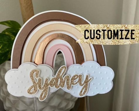 Boho Rainbow Cake Topper, Boho Rainbow Cake, Pink Boho Rainbow, Boho Rainbow Birthday Party, Rainbow Cake Topper, Rainbow Party Decorations, Pink Happy Birthday, Rainbow Parties, Baby Shower Theme Decorations