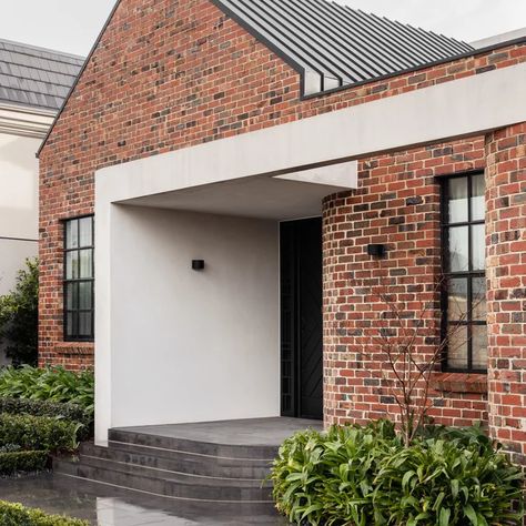 Clinker Brick - Photos & Ideas | Houzz Brick Scandinavian House, Contemporary Red Brick House, Modern Brick Architecture, Red Brick Modern House Exterior, Recycled Brick House, Brick And Wood Facade, Modern Brick House Exterior Ideas, Brick Facade House, Modern Red Brick House