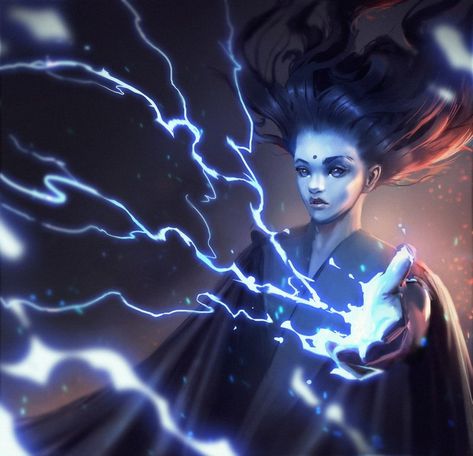 Lightning Elemental Female, Lightning Powers, Consciousness Art, The Darkest Minds, Magic Aesthetic, Fantasy Artist, High Fantasy, Arte Fantasy, Magic Art