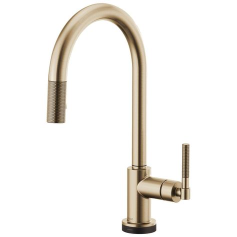 Brizo Single Handle Pull Down Kitchen Faucet with Touch Activation in Luxe Gold Brizo Litze, Faucets Ideas, Delta Kitchen Faucet, Champagne Flute Glasses, Pot Filler Faucet, Kitchen Installation, Farmhouse Apron Sink, Bidet Toilet Seat, Bathroom Towel Bar