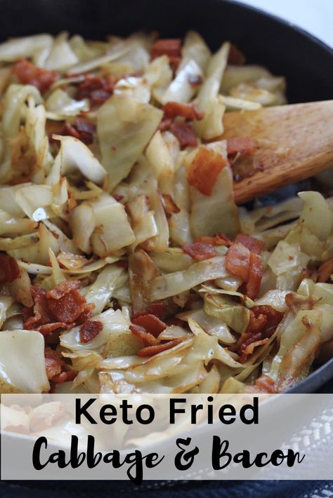 Keto Fried Cabbage, Fried Cabbage With Bacon, Cabbage With Bacon, Keto Pork Chops, Bacon Fried Cabbage, Keto Side, Cabbage Recipe, Cabbage And Bacon, Starting Keto Diet