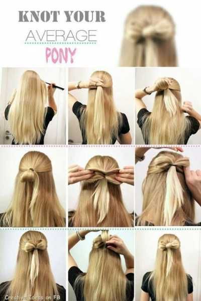 Knot your average pony tail.  Make a bow out of your hair. Trendy We Fryzurach, Bow Hairstyle, Penteado Cabelo Curto, Scene Hair, Sleeve Tattoo, Latest Hairstyles, Stylish Hair, Medium Hair, Hair Dos