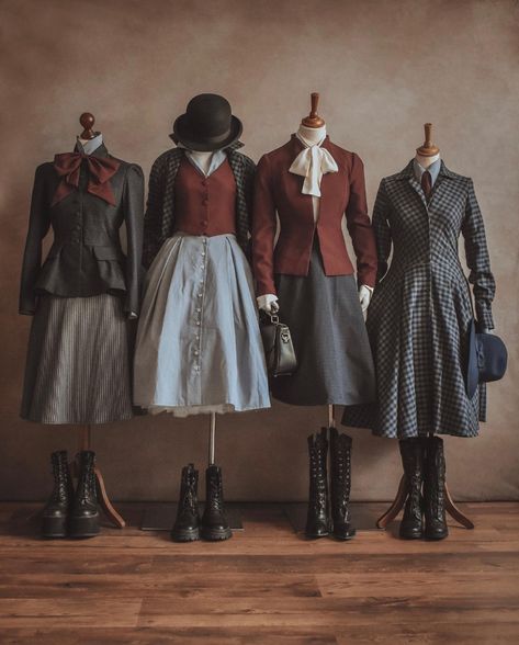 1,2,3 or 4? 🕰️💼🤎 Four inspiring weekender outfits for your next sunny walk. Which one is your favorite? 🍂🕰️🍂🐿️🍂💼🍂 O u t f i t s 1 Thony… | Instagram Edwardian Inspired Fashion, Academia Wardrobe, Style Anglais, Daily Outfit Inspiration, Vintage Outfit, Vintage Inspired Outfits, Cute Comfy Outfits, Lovely Clothes, 1940s Fashion