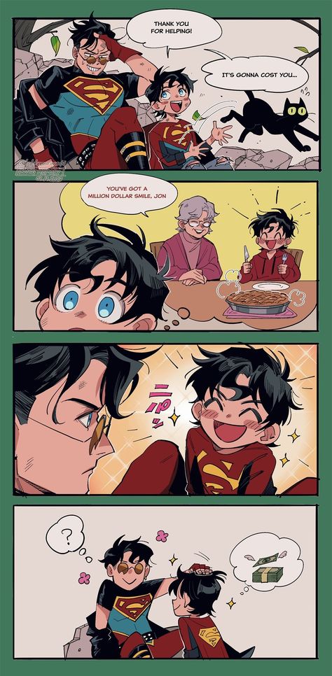 Silly Comics, Dc Comics Funny, Conner Kent, Kyle Rayner, Jon Kent, Superman X Batman, Batfamily Funny, Marvel Fanart, Superman Family