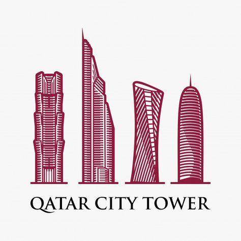 Qatar city tower logo design inspiration Premium Vector Qatar National Day Design, Qatar Landmarks, Tower Logo Design, Qatar Logo, Everton Badge, Qatar City, Qatari Flag, Tower Logo, Qatar Flag