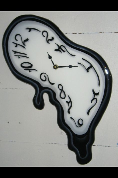 Melting clock Creepy Clock, Dali Clock, Alice In Wonderland Clocks, Clock Drawings, Melting Clock, Clock Tattoo Design, 19th Hole, Tattoo Ideas Easy, Handpoke Tattoo