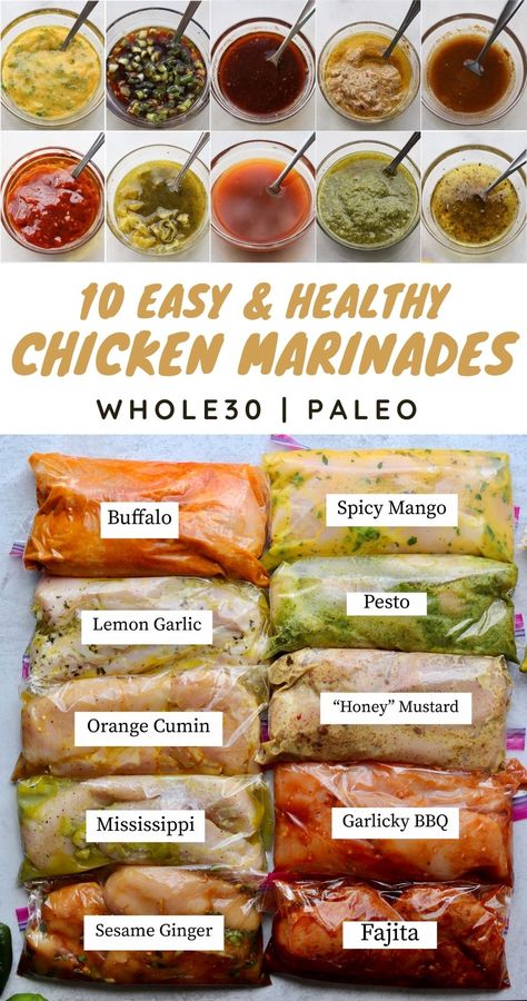 10 Healthy Chicken Marinades - Cook At Home Mom Chicken Breast Marinade Recipes, Meat Marinades, Healthy Chicken Marinade, Chicken Breast Marinade, Whole30 Chicken, Plats Healthy, Chicken Marinade Recipes, Resep Diet, Makanan Diet