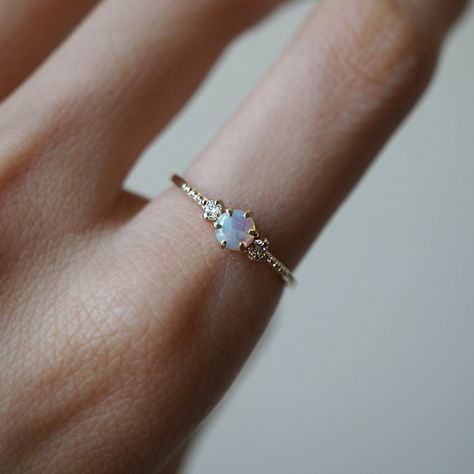 Opal Tiara, Opal Ring Simple, Antique Opal Ring, Small Engagement Rings, Opal Promise Ring, Sterling Silver Opal Ring, Swiss Blue Topaz Ring, Unique Opal, Tiara Ring