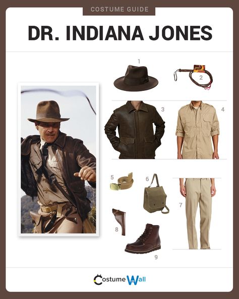 Dress Like Dr. Indiana Jones from the movies. See additional costumes and Indiana Jones cosplays. Indiana Jones Halloween, Indiana Jones Costume, Indiana Jones 1, Indiana Jones 2, Indiana Evans, Costume Guide, Scary Halloween Costume, Masks Diy, Disney Halloween Costumes