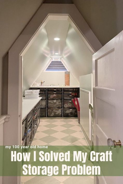 I am finally sharing the craft room storage area on our third floor that I designed in the attic area on our third floor. 100 Year Old Home, Elfa Shelving, Sunday Morning Coffee, Room Supplies, Attic Spaces, Old Home, Office Crafts, Craft Room Storage, Craft Room Office