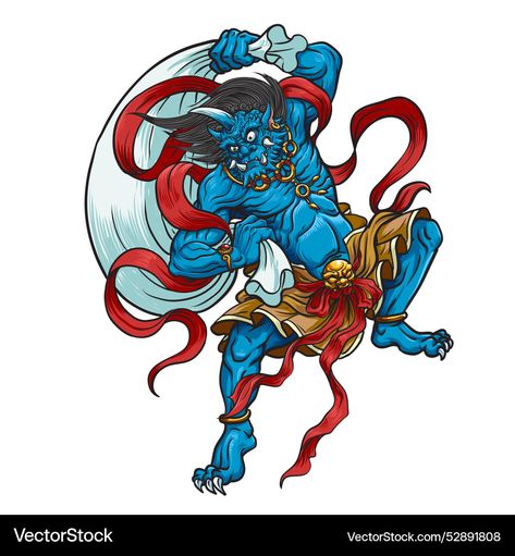 Fujin Tattoo, Wind God, Illustration Japanese, Japanese Tattoo, High Res, Png Images, Adobe Illustrator, Vector Images, Vector Free