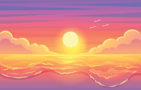 Sunset View, Sunset Views, The Sunset, Vector Art, Vector Free, The Beach, Vector Illustration, This Is Us, Royalty Free