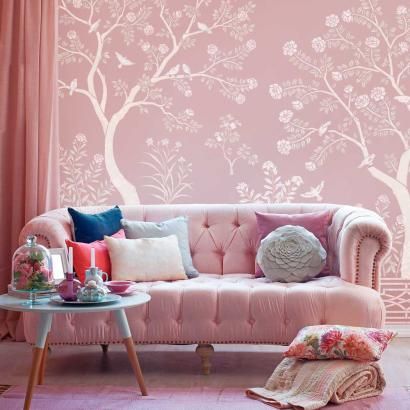 Chinoiserie Stencils - Toile Stencils Instead of Wallpaper Lily Stencil, Chinoiserie Stencil, Chinoiserie Mural, Accent Wall Stencil, Mural Stencil, Geometric Stencil, Stencil Decor, Painting Walls, Wallpaper Stencil