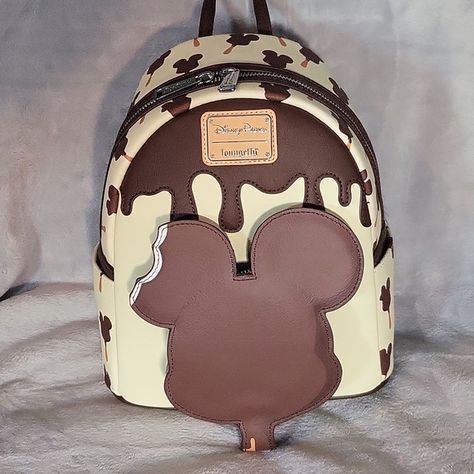 Disney Park Exclusive Loungefly Bag Disney 100 Years Outfit, Disney Parks Loungefly, Disney Loungefly Backpack Display, Loungefly Display Ideas, Lounge Fly Backpack, Disney Loungefly Backpack, Disney Makeup Bag, Disneyland Backpack, Ice Cream Bag