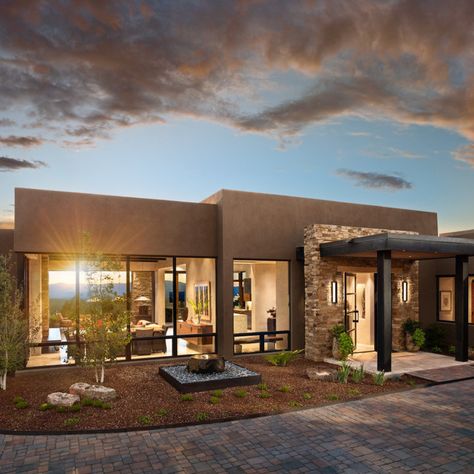 Southwestern Exterior - Photos & Ideas | Houzz Modern Southwest Home Exterior, Houses In Arizona, Arizona House Exterior, Southwest Home Exterior, Southwestern Home Exterior, Southwestern Exterior, Desert Home Exterior, Modern Adobe House, Desert Home Design