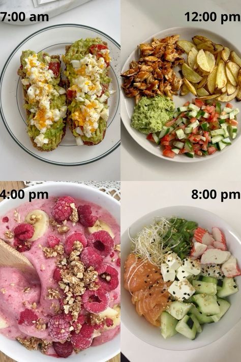 Meal Prep Drinks, Colorful Meal Prep, That Girl Meal Plan, Light But Filling Meals Dinners, Balanced Meals Ideas, Healthy Balanced Meal Ideas, Meal Planning Aesthetic, Diet Meal Plan Aesthetic, 3 Meals A Day Plan