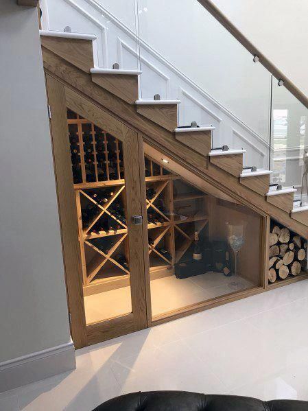 Under Stairs Wine Cellar, Basement Stairs Ideas, Small Basement Remodel, Diy Staircase, Stairs Ideas, Escalier Design, Home Office Inspiration, Secret Room, Metal Stairs