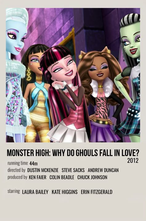 minimal polaroid movie poster for monster high: why do ghouls fall in love? How High Movie Poster, Monster High Polaroid Poster, Monster High Room Aesthetic, Monster High Movie Poster, Monster High Why Do Ghouls Fall In Love, Monster High Movies List, Monster High Posters, Monster High Aesthetic Wallpaper, Monster High Movies