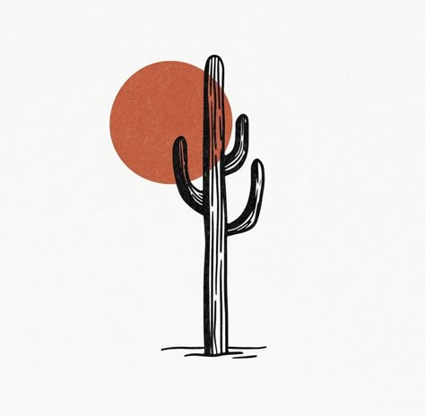 Simple Western Aesthetic Wallpaper, Saguaro Cactus Illustration, Boho Cactus Tattoo, Cactus Sketch Simple, Arizona Sun Tattoo, Western Sun Tattoo, Cactus Aesthetic Drawing, Cactus Drawing Aesthetic, Saguaro Cactus Drawing