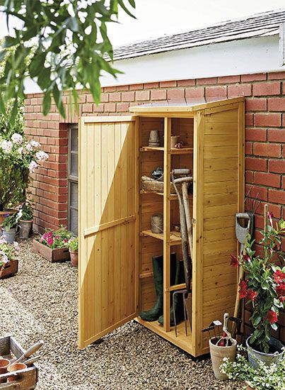 Outdoor Cupboard, Wooden Garden Storage, Garden Shed Interiors, Backyard Landscaping Plans, Diy Greenhouse Plans, Backyard Storage, Garden Tool Shed, Diy Backyard Landscaping, Garden Tool Storage