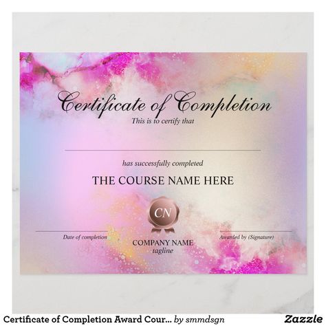 Certificate of Completion Award Course Completion Beautician Course, Diploma Design, Completion Certificate, Course Completion Certificate, Certificate Of Completion Template, Esthetician Marketing, Certificate Background, Certificate Design Template, Certificates Online