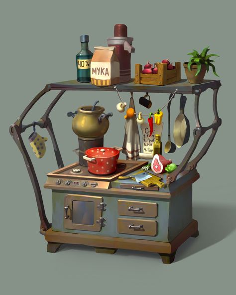 2d Painting, Kitchen Objects, Props Concept, Environment Props, 3d Props, Art 2024, Props Art, Casual Art, 3d Concept