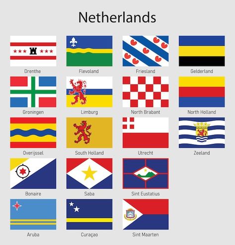 Set flags of the provinces of netherland... | Premium Vector #Freepik #vector #dutch-flag #netherlands-flag #netherlands-map #dutch Dutch Flag, Netherlands Flag, South Holland, North Holland, Round The World, Utrecht, Premium Vector, Holland, Graphic Resources