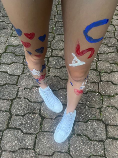 July 4th Leg Painting, 4 Th Of July Leg Painting, 4th Of July Leg Paint, Forth Of July Leg Painting, Forth Of July Body Painting, Cute Leg, Brain Parts, Pretty Tattoo, Leg Art