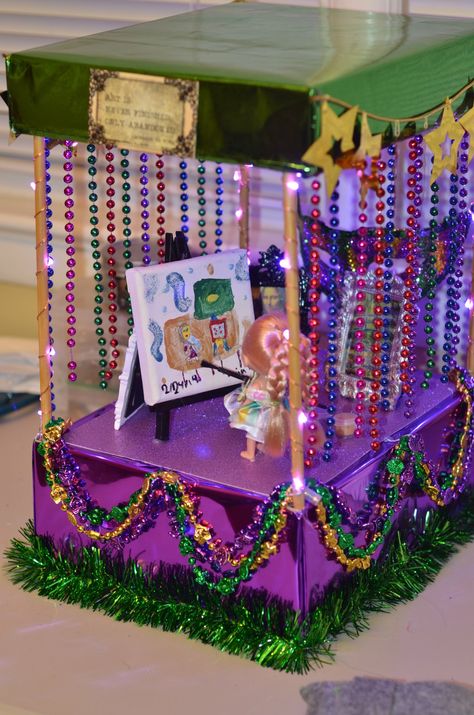 Mardi Gras shoe box float. Mardi Gras Parade Float Ideas, Shoe Box Float, Mardi Gras Float Ideas Kids, Mardi Gras Float Ideas, Shoe Box Float Ideas Kids, Fiesta Shoe Box Float, Mardi Gras Shoebox Float Ideas, Mardi Gras Shoe Box Float, Shoe Box Mardi Gras Float For Kids