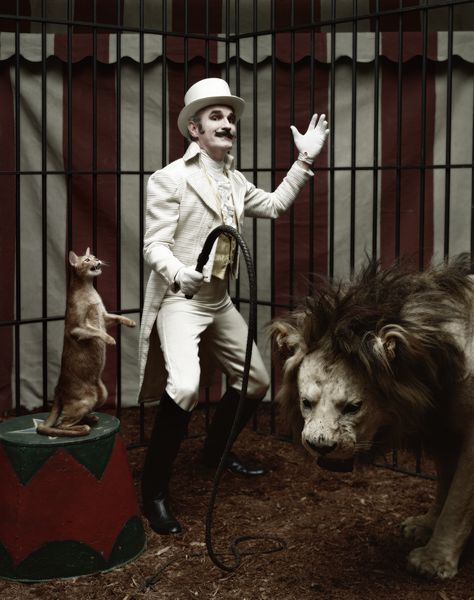 Charity and Job Danny Tattoo, Lion Tamer Costume, Haunted Circus, Steampunk Circus, Circus Man, Circus Lion, Circus Cake, Circus Costumes, Lion Tamer