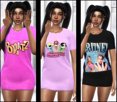 90s Inspired Tshirts TS4 TS4CC ccfinds custom content the sims 4 clothes top oversized bratz britney powerpuff girls nighty The Sims 4 Cc 90s Hair, Sims 4 Cc Graphic Tees Patreon, Sims 4 Cc Y2k Collection, Sims 4 Cc Women Graphic Tee, Sims Cc Clothes Shirt, Sims 4 Cc 90's Clothes, The Sims 4 Cc 90s Clothes, Sims 4 Cc Y2k Shirts, Sims 4 Cc Big Shirt