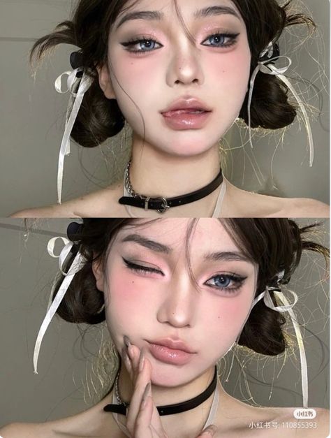 Korean Pink Makeup, Douyin Aesthetic, Pink Makeup Looks, Y2k Makeup Looks, Makeup Life Hacks, Mekap Mata, Y2k Makeup, Pink Pilates Princess, Anime Makeup