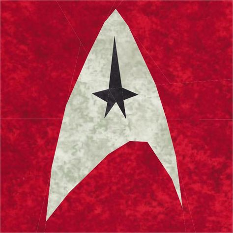 Free at Fandom In Stitches Star Trek Quilt Patterns, Nerdy Quilts, Star Trek Quilt, Fandom Crafts, Knitting Quilt, Space Quilt, Geek Crafts, Paper Pieced Quilt, Block Patterns