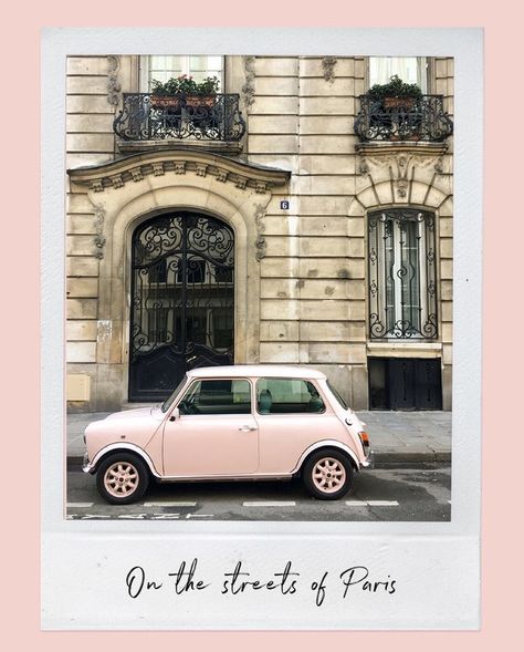 pink car on the streets of Paris, France by Rebecca Plotnick Paris Pink, Pink Paris Aesthetic, Parisian Wallpaper, Olympia Manet, Paris Dream, Paris Poster, Beautiful Paris, Paris Aesthetic, Paris Wall Art