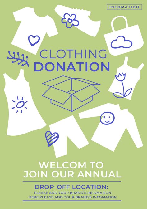 Clothing Donation Poster, Charity Poster Ideas, Charity Donation Poster Design, Donation Sign Ideas, Clothes Donation Poster, Fundraising Poster Design, Donate Clothes Poster, Donation Flyer Design, Donation Poster Design