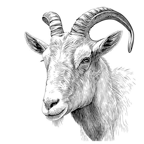 Photo goat face hand drawn sketch vector... | Premium Photo #Freepik #photo #goat-logo #goat-head #black-white-illustration #goat Goat With Horns, Horns Drawing, Goat Face, Camping Tattoo, Long Horns, Goat Logo, Goat Head, Goat Art, Illustration Courses