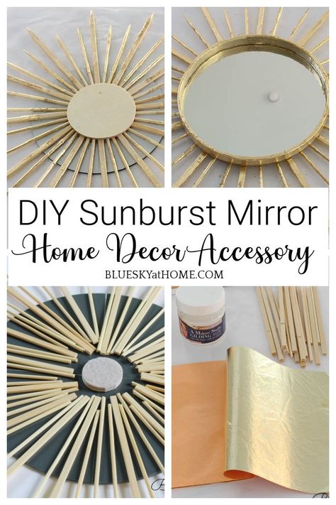 You can make this easy DIY Sunburst Mirror in just a few hours. Sunburst mirrors are classic accessories that add style to different decor styles. Make this easy DIY mirror project. Diy Sunburst Mirror, Metallic Gold Spray Paint, Gold Sunburst Mirror, Starburst Mirror, Gold Sunburst, Diy Gold, Buy Mirror, Gold Spray Paint, Vintage Mirrors